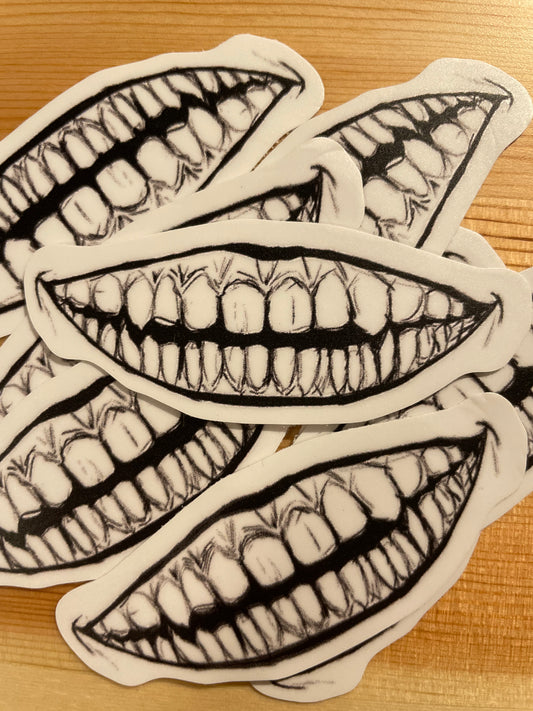“Grin b/w” Vinyl Sticker